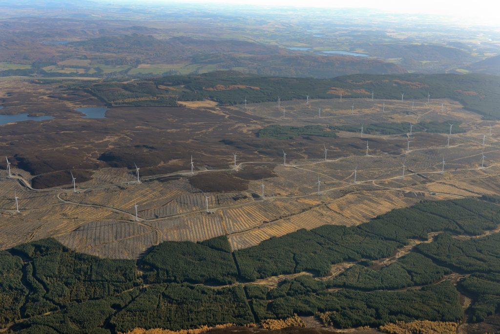 Aerial photo of Griffin windfarm